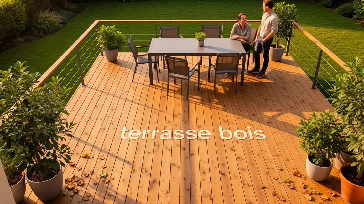 Bien choisir terrasse bois : méthode simple et fiable en petit budget 2 Terrasse bois moderne avec salon jardin et végétation