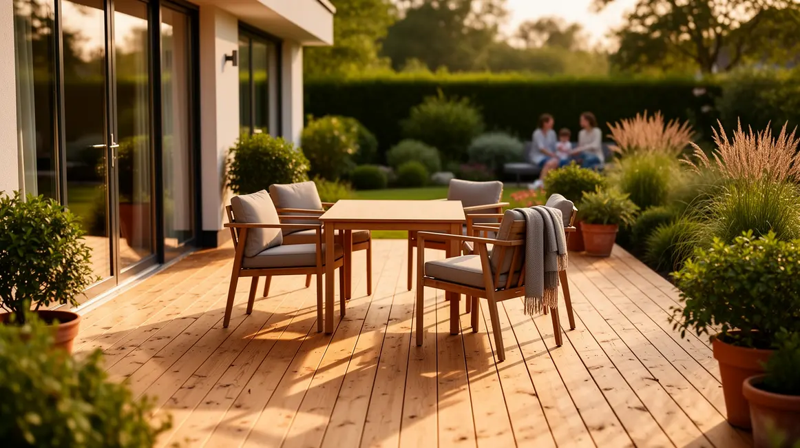 terrasse bois extérieure moderne mobilier jardin