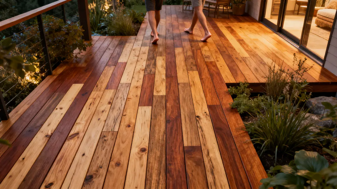 terrasse bois pieds nus integration vegetale