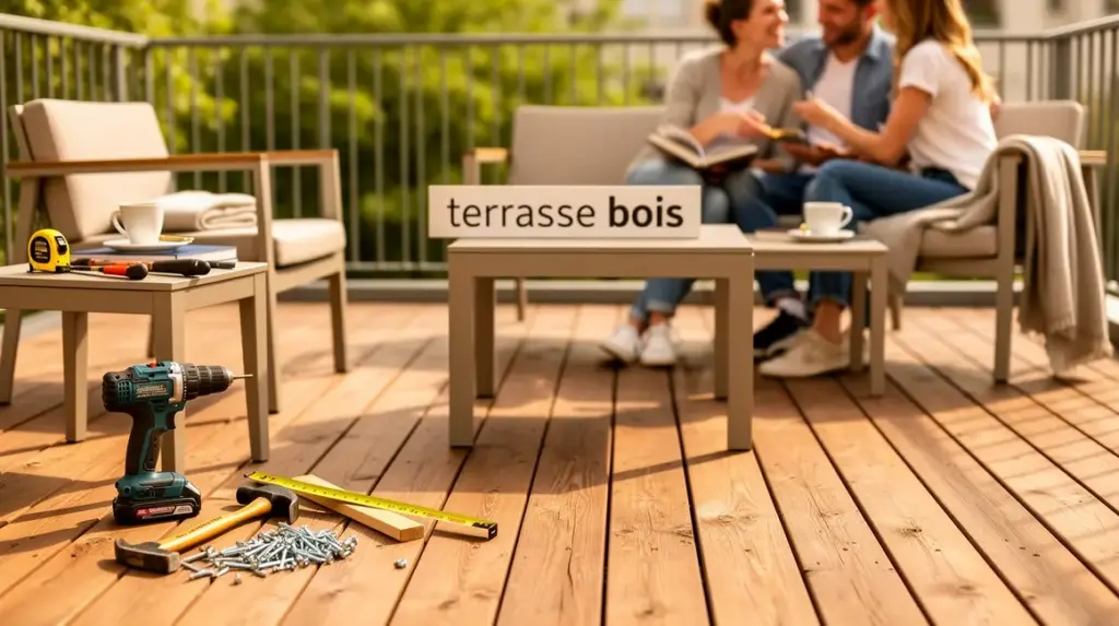 terrasse bois conviviale meubles extérieur photo