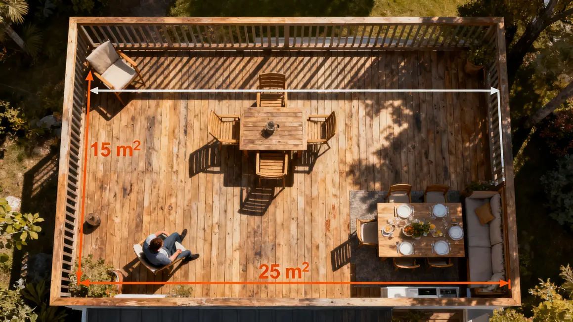 croquis terrasse bois plan surface repas