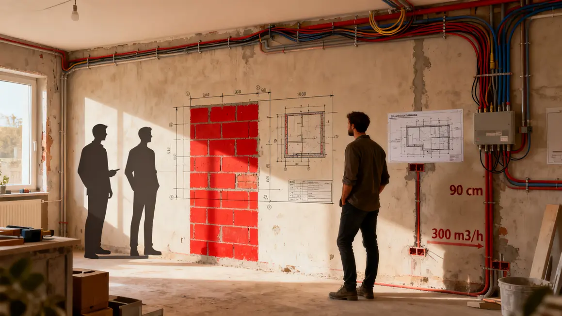Contrôles techniques cuisine ouverte murs porteurs schéma