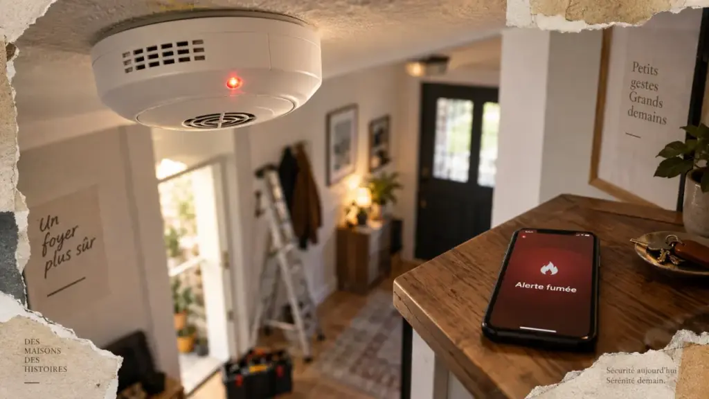 Détecteur de fumée connecté : alerte fumée sur smartphone et sirène au plafond