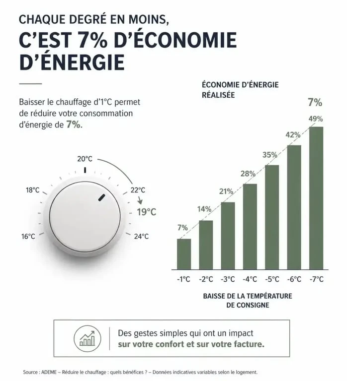 Chauffage : quel seuil de température extérieure pour allumer sans gaspiller ? 4 Économie d'énergie chauffage par degré
