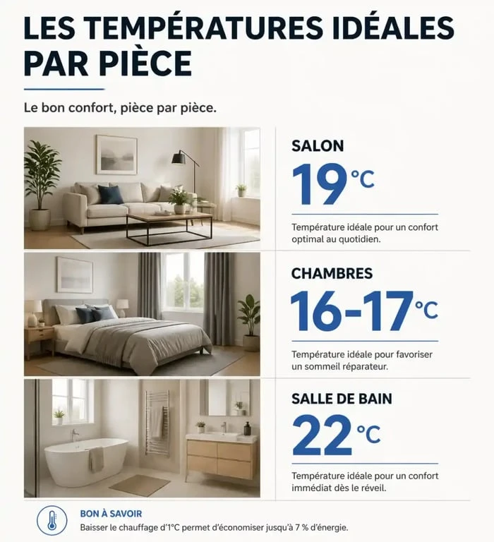 Chauffage : quel seuil de température extérieure pour allumer sans gaspiller ? 3 Températures recommandées par pièce pour le chauffage