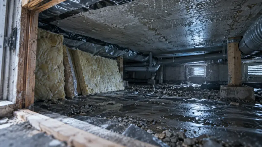 Isolation vide sanitaire : isolant et pare-vapeur contre l’humidité