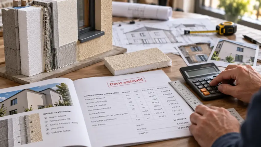 Devis isolation exterieur maison : technicien et calcul du prix au m²