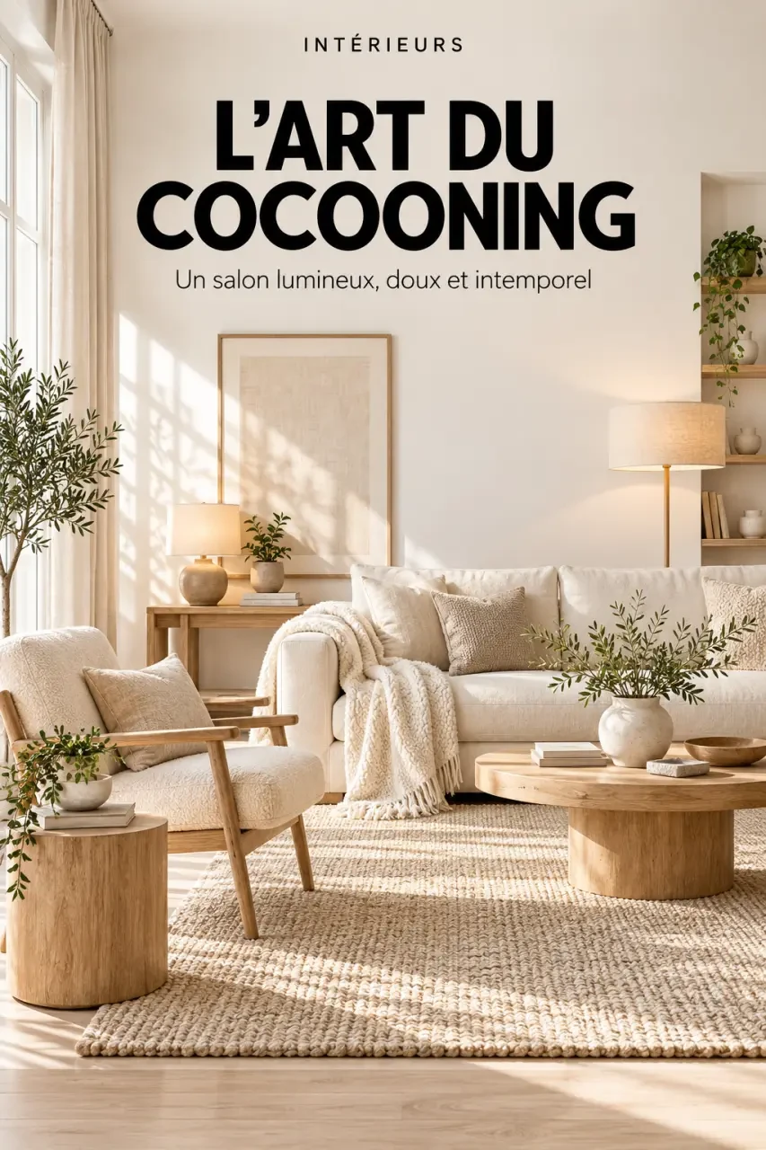 Déco scandinave cocooning : du bois clair, une lumière douce, zéro effet froid 3 Salon aménagé dans un style déco scandinave cocooning avec bois clair, textiles doux et éclairage chaleureux