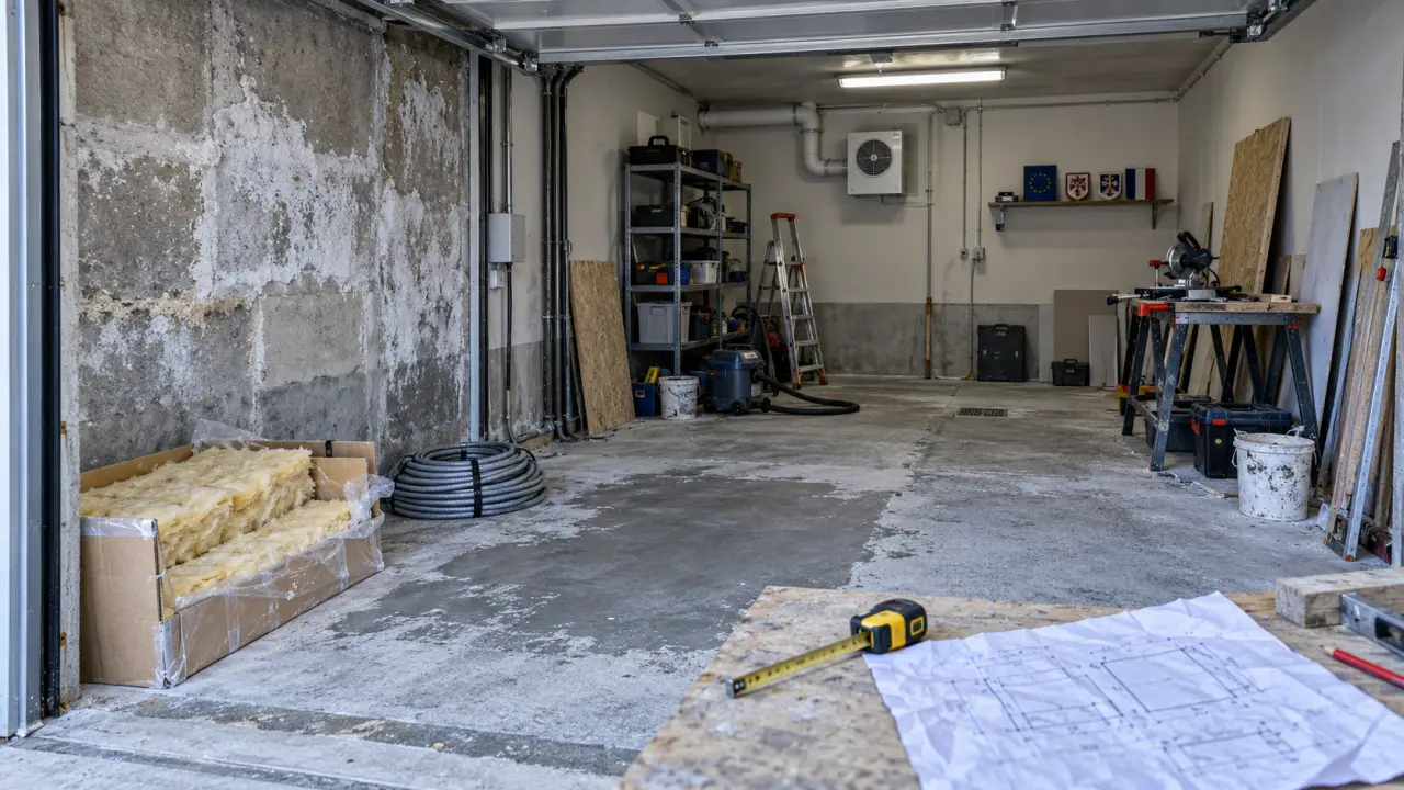 Renovation garage : traces d’humidité et préparation du sol de chantier